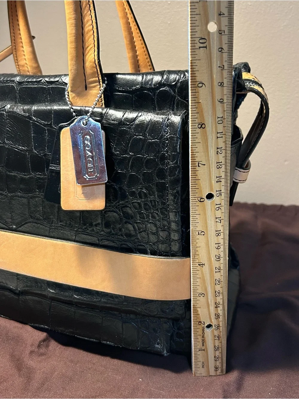 Coach Black Croc Embossed Carryall Satchel Tote Bleecker 28305 hang tags RARE
